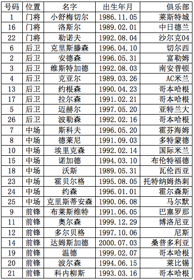 丹麦欧洲杯大名单公布